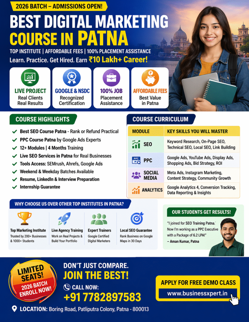 Best Digital Marketing Course in Patna with 100% Placement, SEO, PPC Training and Affordable Fees 2026